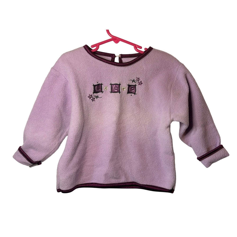 VTG Lee Fleece Sweatshirt Purple Floral Embroidered Long Sleeve 3T Girls Outdoor